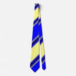 Bleu Jaune et Marine Alternatif Cravate rayée