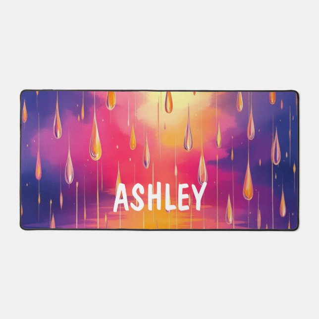 Bleu Jaune gouttes de pluie Aquarelle colorée (Recto)