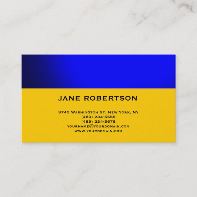 Bleu jaune Simple Carte de visite simple (Devant)