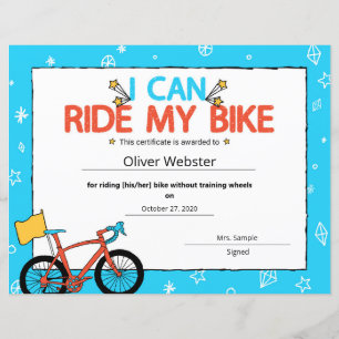 Bleu Je peux courir mon certificat de jalon de vél