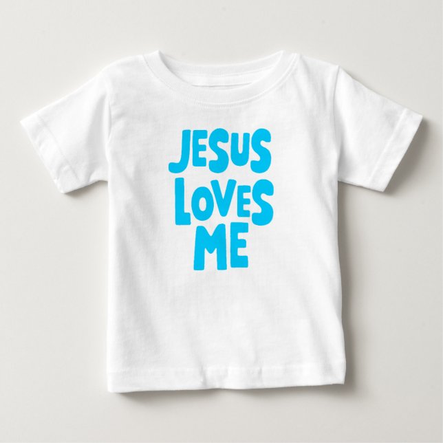 Bleu "Jésus m'aime" pour T-shirt bébé (Devant)
