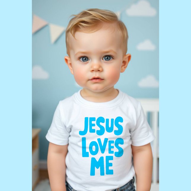 Bleu "Jésus m'aime" pour T-shirt bébé (Créateur téléchargé)