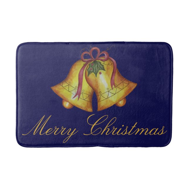 Bleu Joyeux Noël Salle de bain Tapis Mat Décor (Devant)