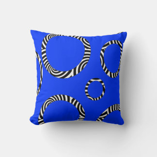Bleu Jumbo, Noir, Blanc Cercles triés Coussin