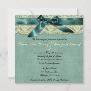 Bleu Lace Vintage Wedding Invitation