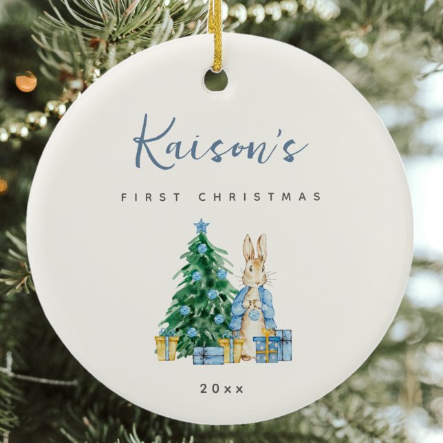 Bleu lapin Babys Premier ornement en céramique de  (Créateur téléchargé)