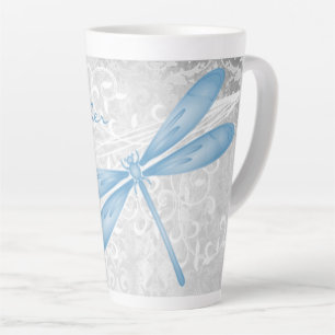 Bleu libellule Latte Mug personnalisé