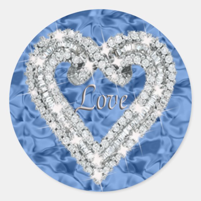 Bleu Love Coeur Diamond Stickers (Devant)
