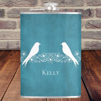 Bleu Lovebirds Vin Floral Flacon personnalisé