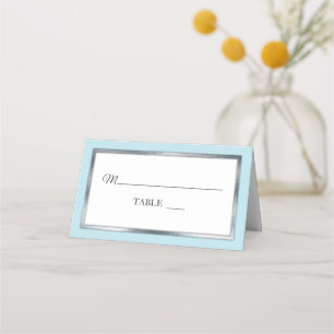 Bleu Lt   ARGENT  Blanc Simple Elégant Cartes De P