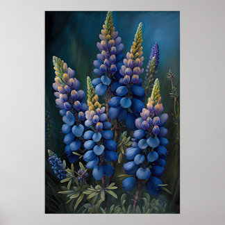 Bleu Lupine Flower Art Imprimer Poster