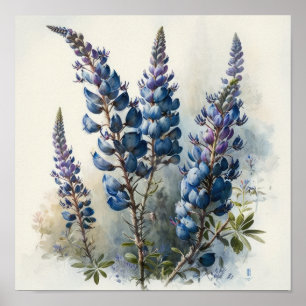 Bleu Lupine Flower Art Imprimer Poster