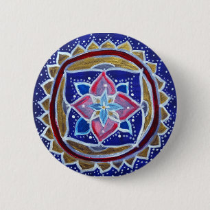 Bleu Mandala Standard, 5,7 cm (2,25 po) Badge Rond