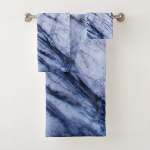 Bleu & Marbre blanc Swirl Moderne Chic