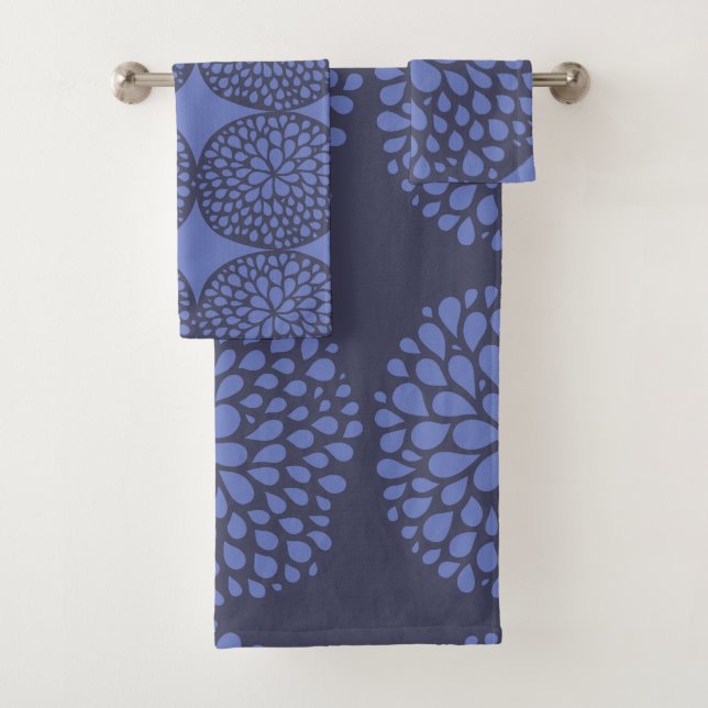 Bleu marine Abstrait Floral Moderne Scandi  (En situation)