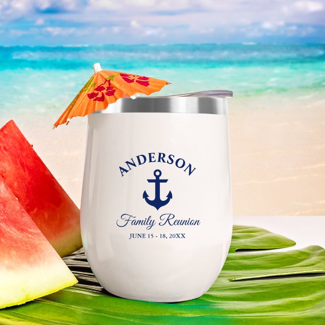 Bleu marine Ancre famille Reunion Tumbler (Customize to change text size or text style.)