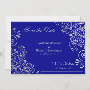 Bleu marine argent faire-part de mariage à conserv
