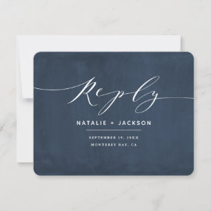 bleu marine + blanc élégante réponse de mariage