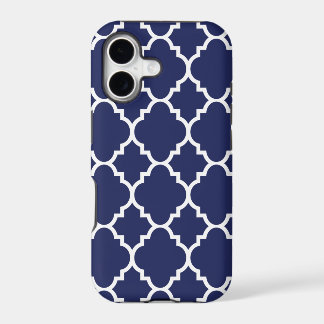 Bleu marine blanc motif quatrefeuilles marocain