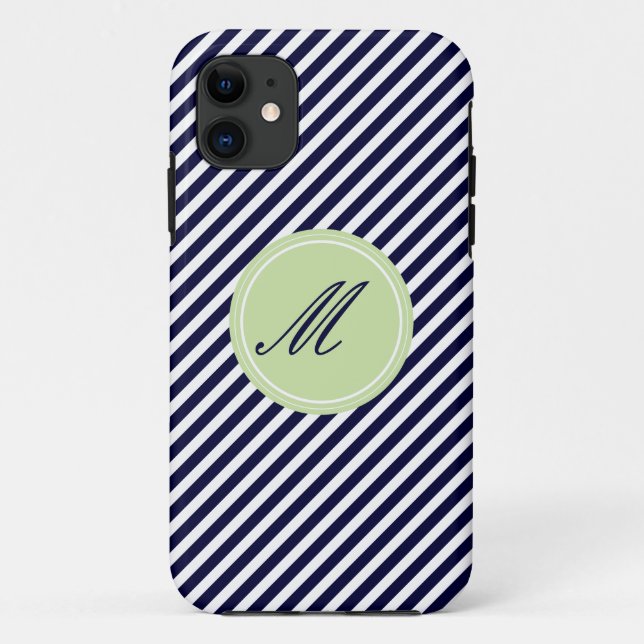 Bleu Marine & Blancs avec Monogram iPhone 5 Coque (Dos)