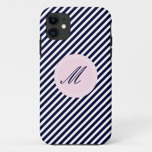 Bleu Marine & Blancs avec Monogram iPhone 5 Coque