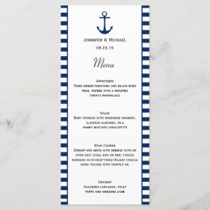 Bleu Marine Blancs Barres Menu Thème Nautique