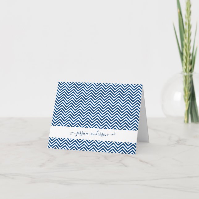 Bleu marine chic de Chevron de manuscrit Girly (Devant)