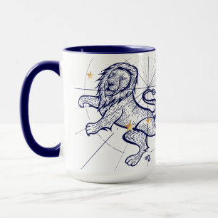 Bleu marine de zodiaque de Lion et tasse de