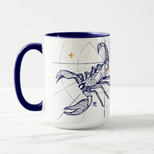 Bleu marine de zodiaque de Scorpion et tasse de