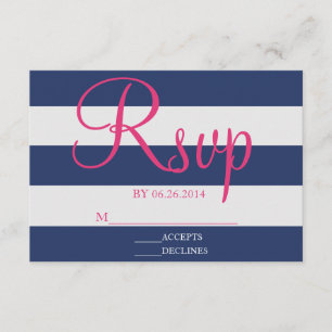 Bleu marine et carte rose de la rayure RSVP
