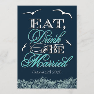 Bleu marine et invitations nautiques de mariage