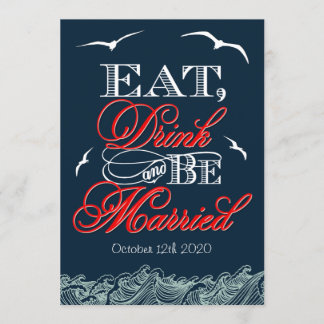 Bleu marine et invitations nautiques rouges de
