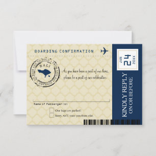 Bleu marine et or Bali épousant RSVP