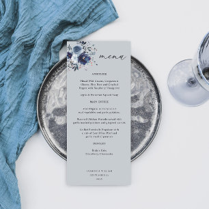 Bleu & Marine Floral Haut Menu - Bleu gris