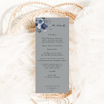Bleu & Marine Floral Haut Menu - Gris<br><div class="desc">Faites correspondre vos invitations de mariages ou de fêtes ou votre thème avec vos magnifiques menus bleu et bleu bleu marine. Fabriqué à la main peint,  aquarelle,  floral bleu poussiéreux et bleu marine et baies. Idéal pour l'hiver,  rustique,  l'automne,  la plage,  et les Mariages et fêtes à thème bleu.</div>