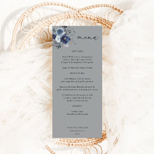 Bleu & Marine Floral Haut Menu - Gris