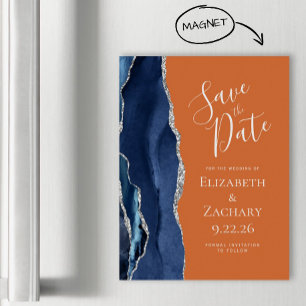 Bleu Marine Orange Brûlé Magnétique Enregistrez la