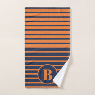 Bleu marine orange rayé monogramme  