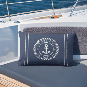 Bleu Marine   Rope & Ancre Nom du bateau Coussin e