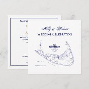 Bleu marine vintage de carte de mA d'île de