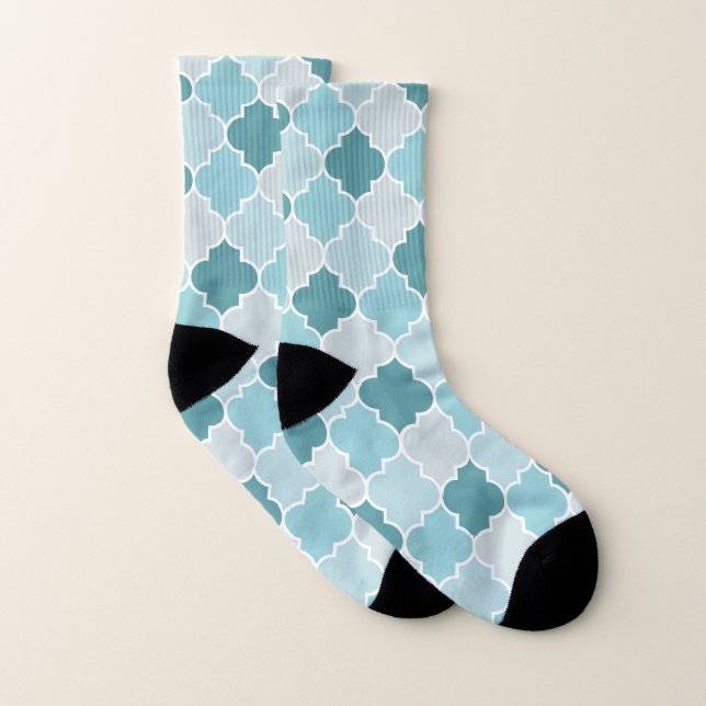 Bleu Marocain Trellis, Lattes, Quatrefoil (Paire)
