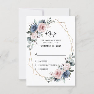 Bleu Mauve Eucalyptus Géométrique Mariage RSVP