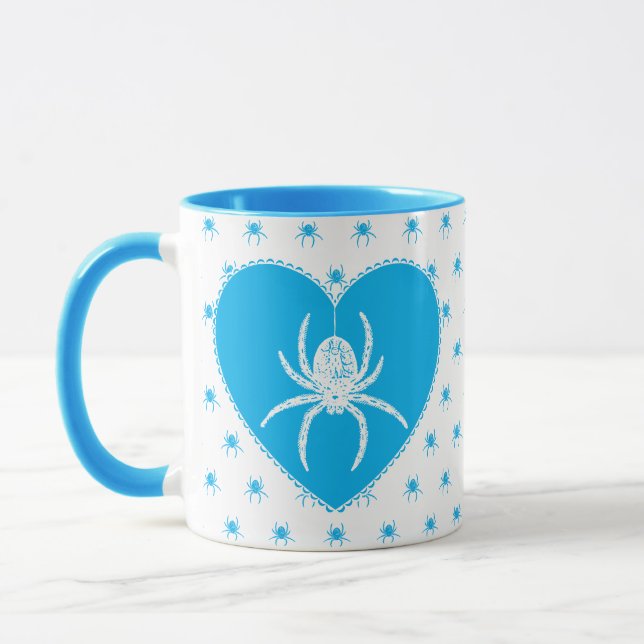 Bleu mignon Araignée Mug (Gauche)