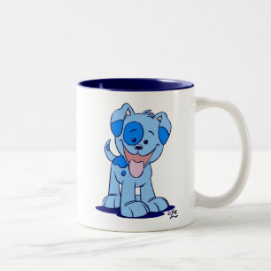 Bleu mignon caricature Chiot Mug