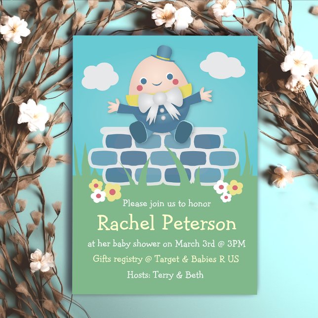 Bleu mignon Humpty Baby shower Invitation (Blue Cute Humpty Dumpty Baby Shower Invitation
)