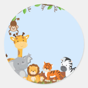 Bleu mignon Jungle Baby Sticker animal