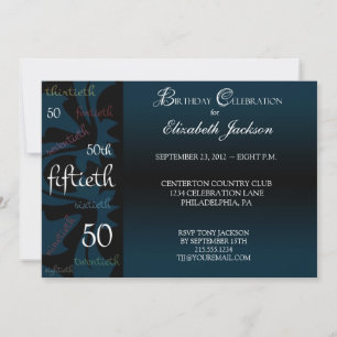 Bleu Milestone 50e anniversaire Invitation