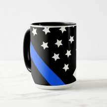 Bleu mince Drapeau Mug