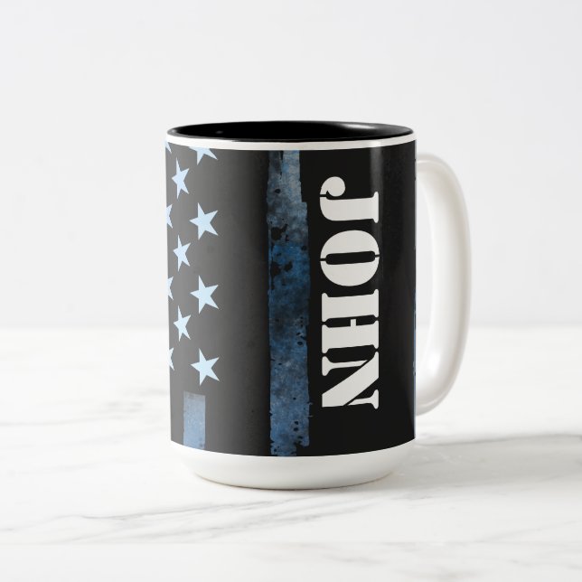 Bleu mince NOM Mug (Devant droit)