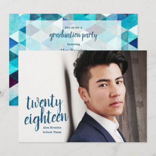 Bleu moderne Abstrait - Invitations photo